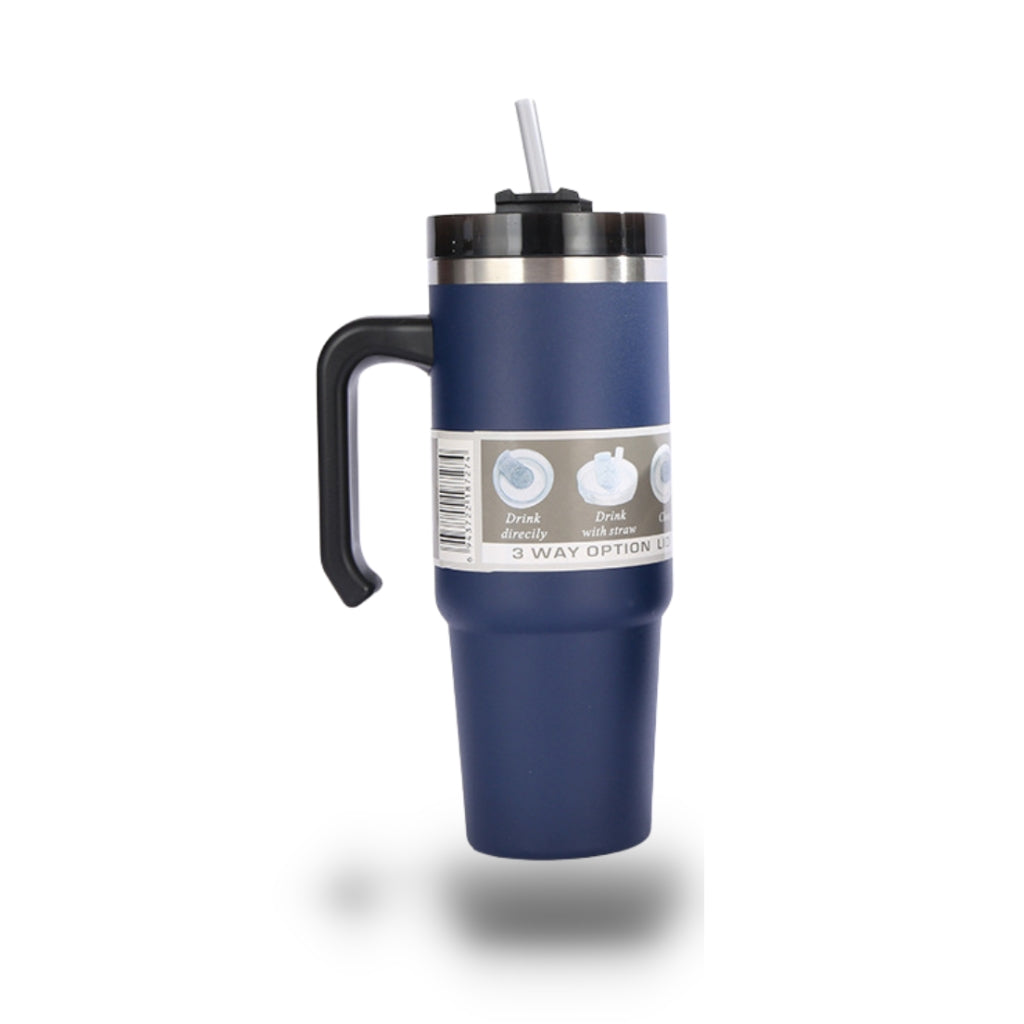 Insulated Cup with Straw and Handle