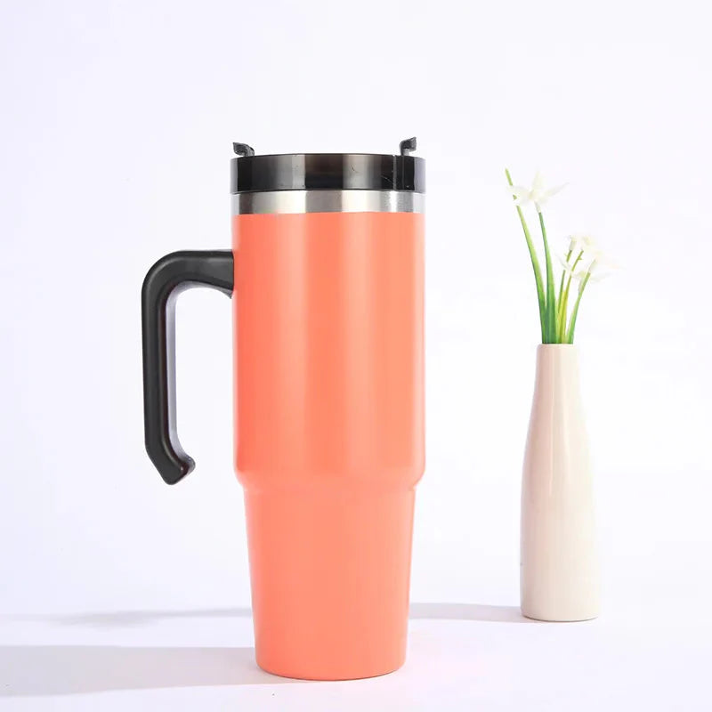 Insulated Cup with Straw and Handle