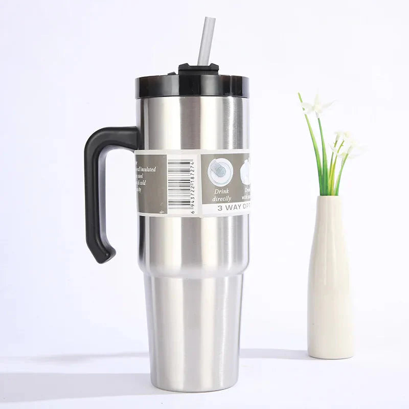 Insulated Cup with Straw and Handle