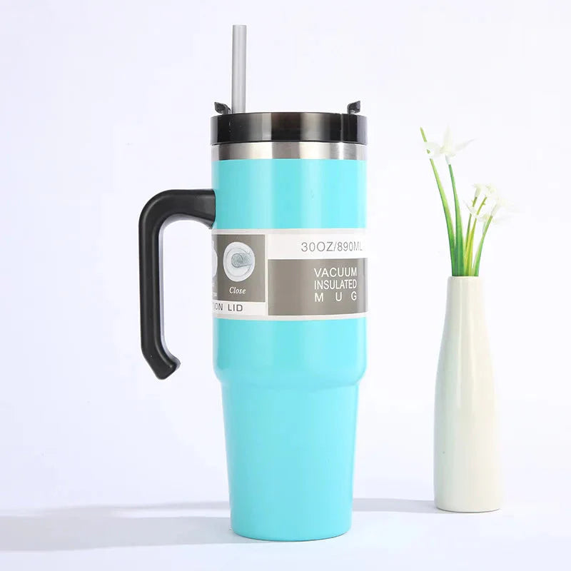 Insulated Cup with Straw and Handle