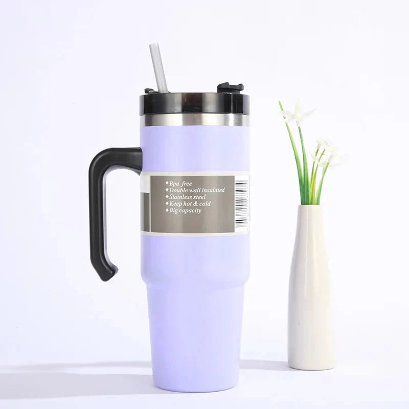 Insulated Cup with Straw and Handle